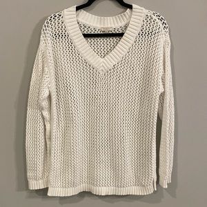 Talbots White V-Neck Knitted Sweater